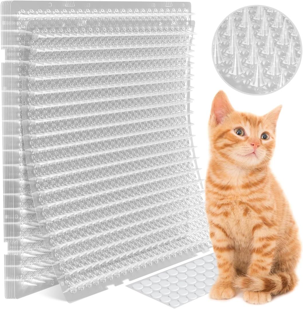 Petfolio 12 Pack Scat Mat for Cats - 16 x 13 Inch Cat Spike Mat with 1 Inch Spike is A Perfect Pet Training Mat Device for Cat Repellent Indoor & Outdoor to Deter Cats & Other Animals for All Seasons