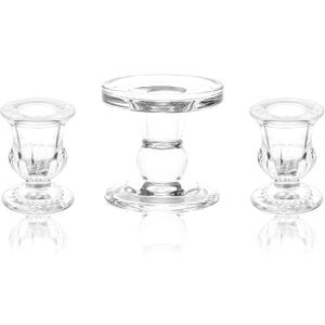Unity Candle Holder - Glass Candle Holder for Pillar Candle and Taper Candle, Clear Unity Candle Holder Set of 3, Decorative Candlestick Holder Glass Candle Stand for Wedding Table Centerpiece Dinning