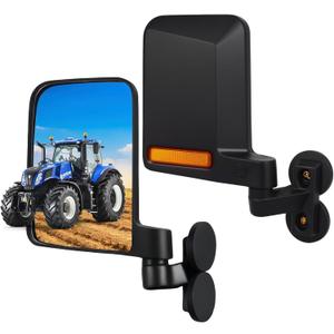 Tractor Mirror Magnetic, Strong Magnetic Mirrors for Forklifts, External Reflective Strips on Mirrors, No Installation Required, 1 Pair (Right and Left) Black
