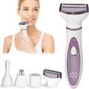 Electric Razor for Women Men,4 in 1 Painless Ladies Wet & Dry Body Razors and Facial Hair Remover,Rechargeable Led Display Hair Removal Kit for Nose Face Body Leg Bikini Hair (Light Purple)
