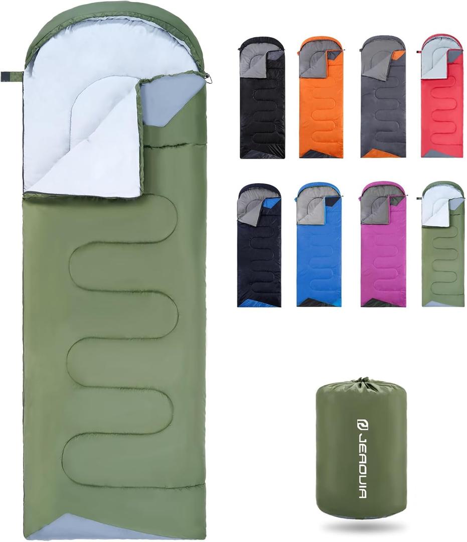 Sleeping Bags for Adults Backpacking Lightweight Waterproof- Cold Weather Sleeping Bag for Girls Boys Mens for Warm Camping Hiking Outdoor Travel Hunting with Compression Bags (Green)