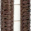 4 Mega Rolls Extra Toilet Paper Storage with Lid, Waterproof Plastic Wicker Toilet Paper Holder Basket Stand, Decorative Boho Covered Enclosed Toilet Tissue Organizer for Bathroom, Brown