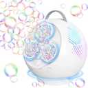 Bubble Machine Automatic Bubble Blower for Kids Toddlers LED Bubble Maker Electric Auto Rotating 45/360 Outdoor Toy for Easter and Birthday Gift Party Wedding (Spherical White)