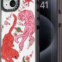 Compatible for iPhone 15 Case Cute Aesthetic - Durable Shockproof 6.6 ft Drop Impact Phone Case Cover with Funny Fashion Tiger 6.1" Black