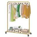 Simple Trending Clothes Clothing Garment Rack, Clothes Organizer, Gold