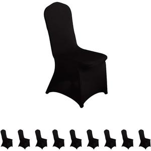 LZY 10pcs Spandex Chair Cover Stretch Slipcovers for Wedding Party, Dining Banquet Chair Decoration Covers (Black, 10)