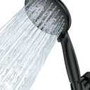 JDO Shower Head with Handheld, 6 Spray Settings High Pressure Hand Held Shower Head, 4.3" High Flow Rain Showerhead Set with Extra Long 59" Stainless Steel Hose and Adjustable Bracket(Matte Black)