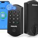 Philips Wi-Fi Smart Deadbolt Lock for Front Door, Keyless Entry Door Lock with Keypad, Fingerprint Door Lock, App Remote Control, Auto Lock, Works with Alexa and Google, Security Easy Installation