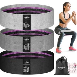 WALITO Resistance Bands for Working Out, Fabric Exercise Bands for Legs and Butt, Workout Bands for Women and Men, Booty Band for Yoga Starter Set, Pilates, Rehab, Fitness and Home Workout, Light Grey 14-25lbs,Grey, 25-35lbs, Black 40-50lbs