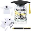Willinglong Graduation Wish Jar Set Include 60 Graduation Advice Cards and Pen, Words of Wisdom Grad Jar Best Wishes, Class of 2026 Wish Jar for High School College Grad Party Favors
