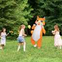 M MH ZONE Inflatable Cat Costume for Adults & Kids - Funny Black & White Blow Up Suit for Halloween Party (Orange)