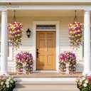 Serwalin Artificial Hanging Flowers for Outdoors UV Resistant, 4PCS Faux Morning Glory Fake Outdoor Flowers Realistic Silk Flower Plants for Outside Planter Front Door Porch Patio Yard Decor