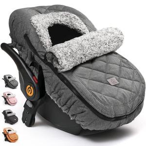 ACRABROS Car Seat Cover Baby: Winter Infant Carseat Canopy for Boy Girl Newborn, Zipper Peeping Window, Warm Cozy Cold Weather Waterproof Fitted, Heather Grey