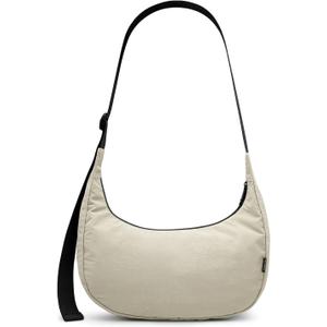 Iioscre Medium Nylon Crossbody Crescent Bag for Women Men, 2 Zippers Crossbody Hobo Bag with Adjustable Strap & Inner Pockets (Khaki)