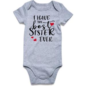 Baby Boys Girls Bodysuit Infant Funny Outfit Newborn Short Sleeve Romper Clothes Baby Jumpsuit 9-12 Months (A I Have the Best Sister Ever)