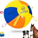 Herding Ball for Dogs, 22'' Dog Traing Balls with Straps for Australian Shepherd, Border Collie, Cattle Dog, Large Breed, Horses Outdoor Play (Multicolor&Bell)