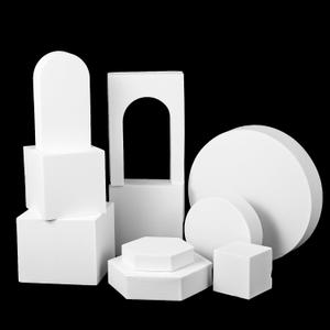 10 Pcs Geometric Cube Product Photography Props Set, Hard Foam Photography Background Props for Product Photo Shooting, White