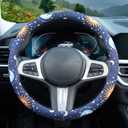 Astrology Sun Moon Celestial Steering Wheel Cover Auto Steering Wheel Protector, Anti-Slip, Breathable, Absorbing Sweat, Universal Car Accessories 14.515 inch,Fit for Most Car, Trucks, SUV