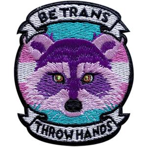 2 x Be Trans Throw Hands Patch, Size 3 Inches Iron On Raccoon Embroidery Patches for Hats Clothes Backpacks Jeans, DIY Sew On Patches, Raccoon Patches, Fabic Patches, Funny Gift for LGBTQ Gay