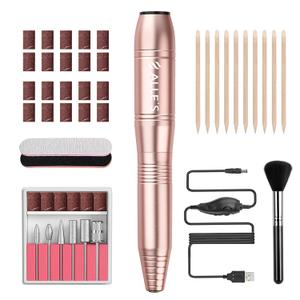 20000RPM Electric Nail Drill Compact Portable Efile Professional Manicure Pedicure Nail File Drill Kit for Acrylic, Gel Nails and Home Salon Use (Gold)
