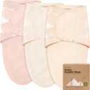3-Pack Organic Baby Swaddle Sleep Sacks - Swaddles for Newborns, Infant 0-3 Months, Baby Girls, Boys, Soft & Snug Newborn Sleep Sack, Nursery Swaddling Blankets (Angelic, OS)