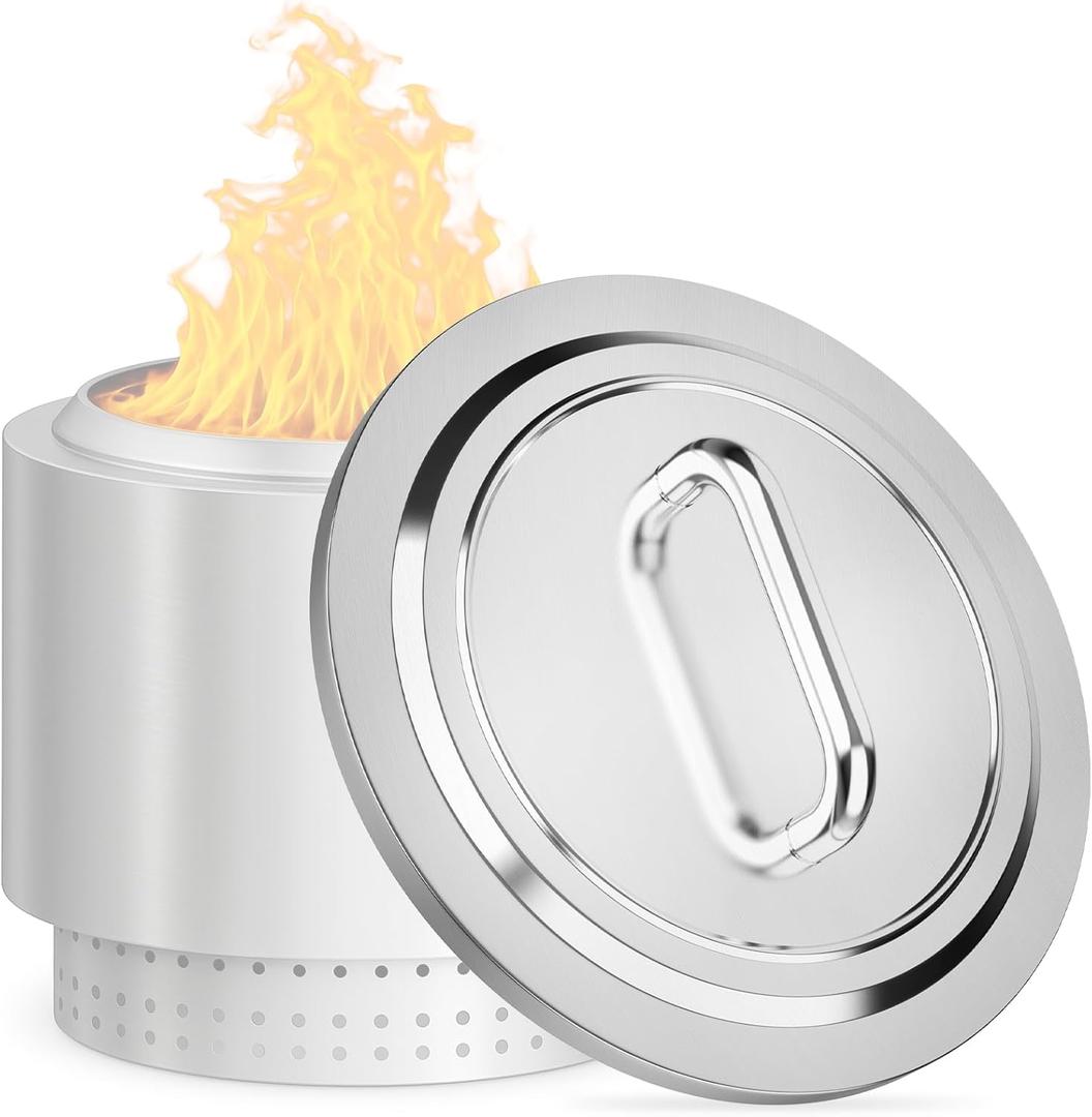Fire Pit Lid for Solo Stove Bonfire 2.0, 19.5" 304 Stainless Steel Fire Pits Round Lid with Heat Resistant Handle, Camping for Solo Stove Bonfire Accessories & Other 19.5" Firepit