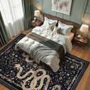 LIVEBOX Washable Area Rug 8x10 - Large Snake Living Room Rugs, Soft Black Rug for Bedroom, Non-Slip Indoor Carpet for Dining Room Home Office
