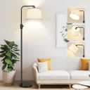 Dimmable Floor Lamp, 1000 Lumens LED Edison Bulb Included, Arc Floor Lamps for Living Room Modern Standing Lamp with Linen Shade, Tall Lamp for Bedroom Office Dining Room Black