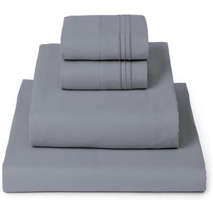 Mellanni Full Sheets Set - 4 PC Iconic Collection Bedding - Hotel Luxury, Extra Soft, Cooling Bed Sheets - Wrinkle, Fade, Stain Resistant (Full, Mineral Gray)