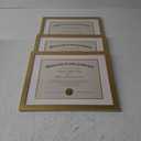 upsimples 11x14 Diploma Frame Certificate Degree Document Frame with High Definition Glass, 3 Pack Diploma Frames 8.5 x 11 with mat for Wall and Tabletop, Gold White Double Mat