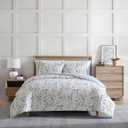 Eddie Bauer - Queen Comforter Set, Reversible Cotton Bedding with Matching Shams, Classic Floral Home Decor with Plaid Reverse (Woodland Forest Grey, Queen)