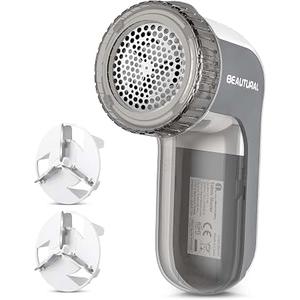 BEAUTURAL Fabric Shaver and Lint Remover, Sweater Defuzzer with 2-Speeds, 2 Replaceable Stainless Steel Blades, Battery Operated, Remove Clothes Fuzz, Lint Balls, Pills, Bobbles Gray