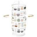 LASZOLA 5 Tier White Earring Holder Organizer Tree Women Display Storage for Stud and Hoop, Large Cool Rotating Clip Stand for Pierced and Dangle Earring, Vertical Metal Tower Carousel with 400 Holes White