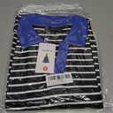 ZESICA Womens Striped Long Sleeve Tops Oversized Sweatshirt V Neck Loose Fit Tunic Tops Spring Casual Blouses (Black, M)