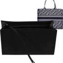 Purse Insert Organizer for Dior Book Tote - Medium Bag Insert with Premium Felt and Multiple Pockets (Large, Black)