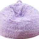 Large Bean Bag Cover for Stuffed Animals Machine Washable, Gaming Bean Bag Chairs for Adults Teens Girls, Lovely Cute Bean Bag Storage Stuffed Animal, 7FT, Purple