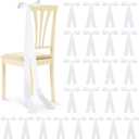 Rtteri 24 Pcs Satin Weeding Chair Bows Sashes with Ties White Chair Sashes Draping Ribbons Bows for Wedding Banquet Party Christmas Baby Shower Events Decoration