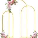 Arch Backdrop Stand 6FT, 5FT, 4FT Set of 3 Gold Wedding Arch Stand Balloon Arch Stand Stable Metal Arch Backdrop Frame for Wedding Ceremony Birthday Party Bridal Baby Shower Banquet Decoration