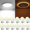 12 Pack 6 Inch LED Recessed Light with Night Light, 2700K/3000K/3500K/4000K/5000K 5CCT Ceiling Light, 1050LM 12W 120V, Dimmable Canless Wafer Downlight ETL&FCC, Energy Saving Star