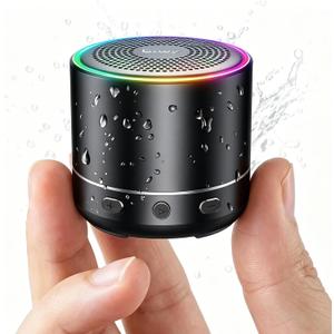 Mini Bluetooth Speaker, 2026 Ultra-Light Mini Bluetooth Speaker, IP7 Waterproof Brief Design, Small Shower Travel Speaker for Outdoor, 8H Playtime, Perfect for Backpacking, Bike, Beach & Gift Black