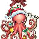 3 x Octopus Christmas Ornament 2025 - Octopus Gifts for Women Men Boy Girl, Ocean Themed Decor, Octopuses Lover Gifts, Wooden Christmas Ornament for Tree Decor - Holiday Keepsake & Xmas Gift Exchange Idea