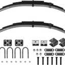 Youxmoto Single Trailer Leaf Spring 4 Leaf 1750 lbs, for 3500lb Single Trailer Axle Suspension Kit, with U-Bolt & Hanger Kit; Double Eyes 25-1/4" L, 1-3/4" Width, 9/16 Eye I.D