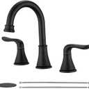 Bathroom Faucets 3 Hole, 8 Inch Widespread Bathroom Sink Faucet Black, Modern Double Handles Bathroom Vanity Faucets with Pop Up Drain