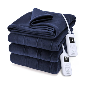 Royal Ultra Fleece Heated Electric Blanket Queen Size, 90" x 84", 12 Heat Settings, 12-Hour Selectable Auto Shut-Off, Fast Heating, Machine Washable, Warm and Cozy, Indigo