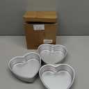 Nuogo 3 Pack 8 Inch Heart Shaped Cake Pans Aluminum Heart Cake Mold Baking Pans for Valentine's Day Birthdays Weddings Durable Nonstick Heart-shaped Tins for DIY Baking(Silver)
