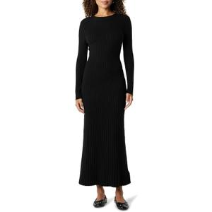 The Drop Women's Ashlyn Ribbed Sweater Maxi Dress (Large, Black)