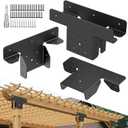 4Pcs Heavy Duty Pergola Brackets,Adjustable Pergola Brackets 4x4,Can be Fence Post Brackets for Metal Posts to Wood (4pcs 3-Way T Brackets)