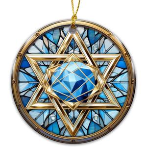 8 x Hanukkah Ornament - Star of David, Jewish Faith Home Dcor, Judaica Christmas Tree Ornament, Hebrew Symbol Gift for Hanukkah, Passover, or Spiritual Celebration
