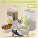 Lemtrflo Rabbit Feeder for Cage,Hanging Automatic Cat Feeder and Water Dispenser,Ferret Cage Accessories,Food Water Bowl for Cats Rabbit Guinea Pig Cages(Cage Grid Spacing Over 1.2'')