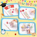 210 Pcs Back to School Stationery Gifts Welcome to School Gift Card First Day of School Stamp Pencil Sharpener Eraser Sticker Cup with Lid for School Classroom Party Exchange Gift Supplies